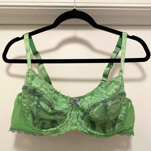 Adore me Devina Unlined Lace bra women’s Plus size 40 C lime Green Sexy boudoir - Picture 4 of 7